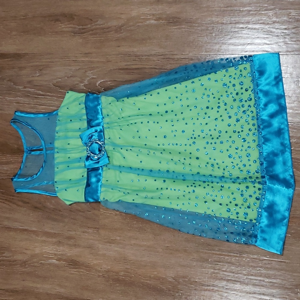 (10) Newberry Youth Girl's Sparkling Glittrr Fit & Flare Mesh Party Occasion